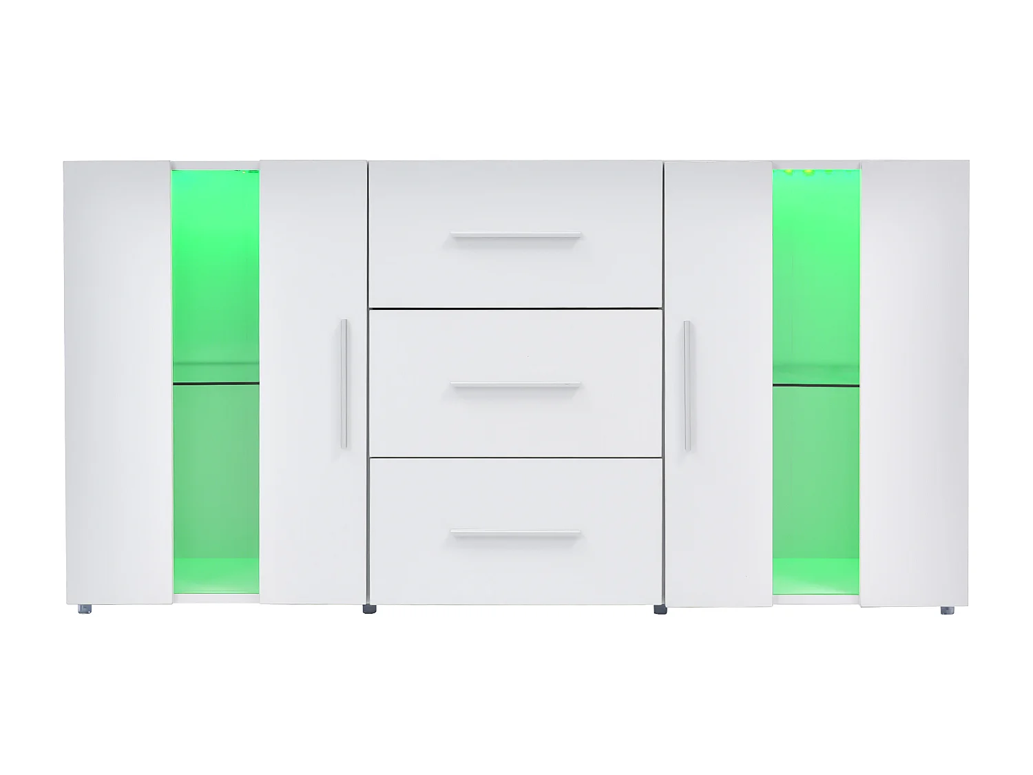 Credenza con LED, 2 ante e 3 cassetti - Legno MDF - Bianco