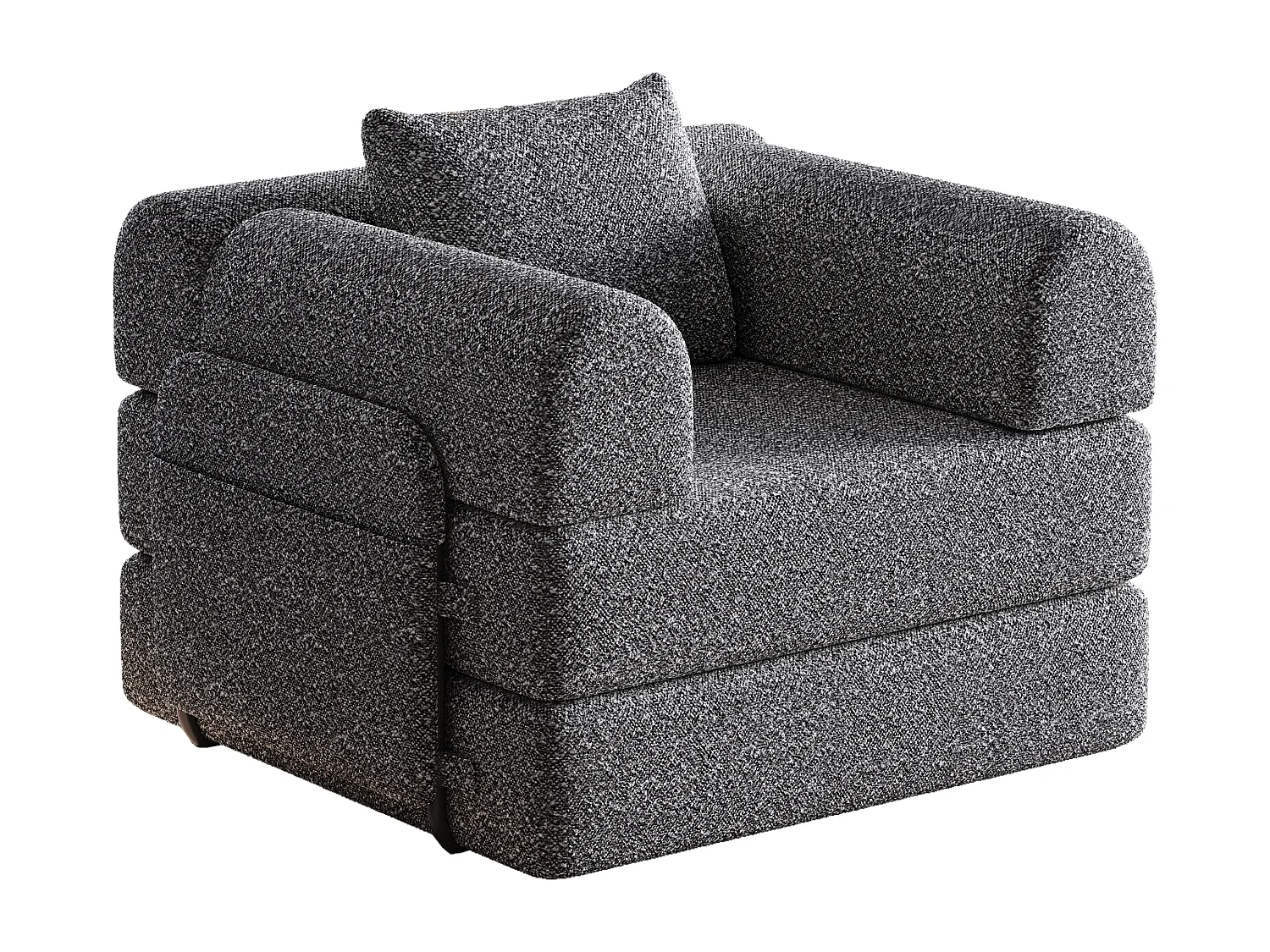 Divano letto trasformabile - Posto singolo - Tessuto ciniglia grigio