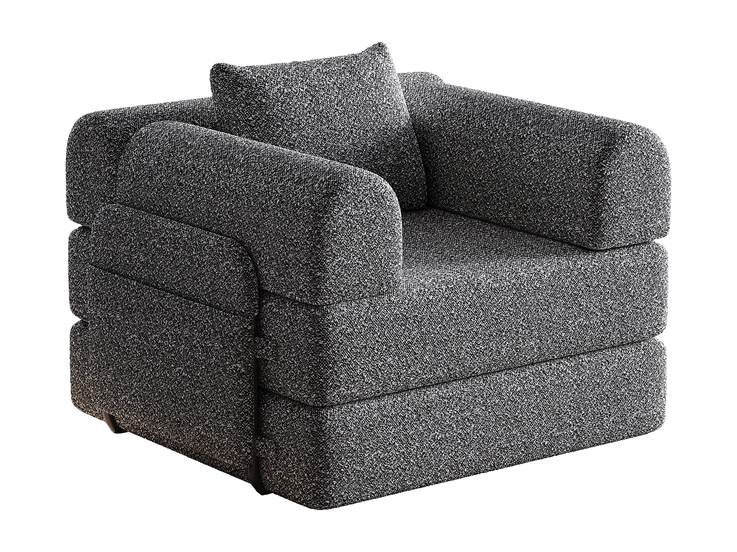 Canapé convertible Fauteuil Lit 1 Place - Tissu chenille gris