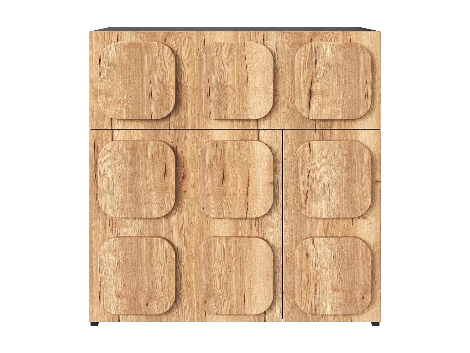 Buffet avec 3 portes - Porte carrée- Naturel et noir