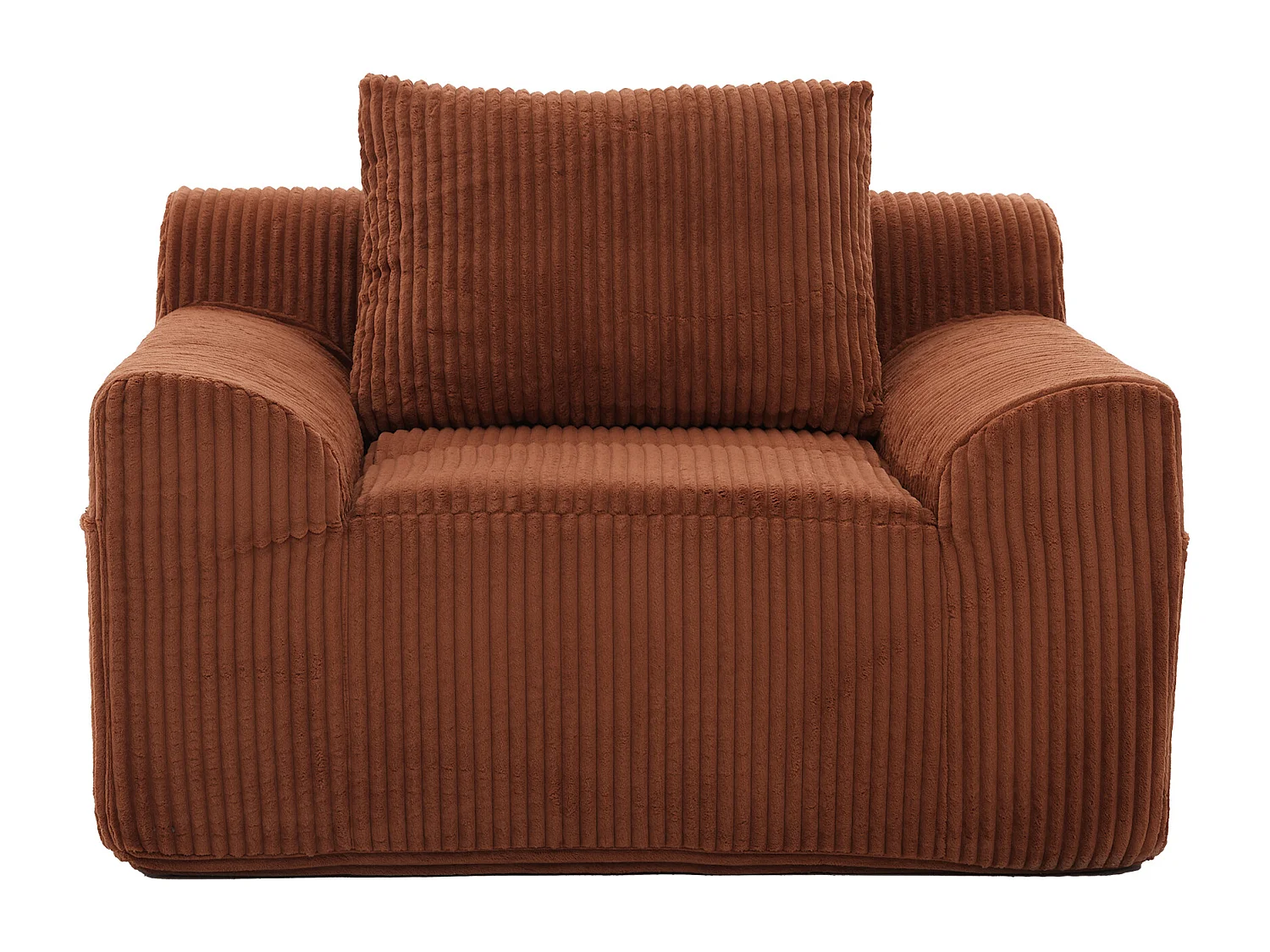 Fauteuil en tissu côtelé avec étrier, poches latérales et coussins - couleur orange