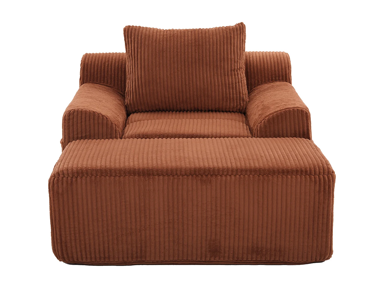 Fauteuil en tissu côtelé avec étrier, poches latérales et coussins - couleur orange