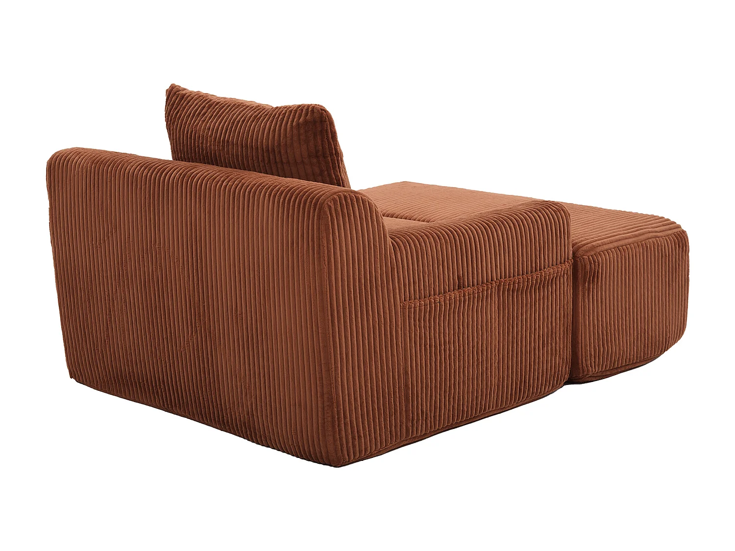 Fauteuil en tissu côtelé avec étrier, poches latérales et coussins - couleur orange