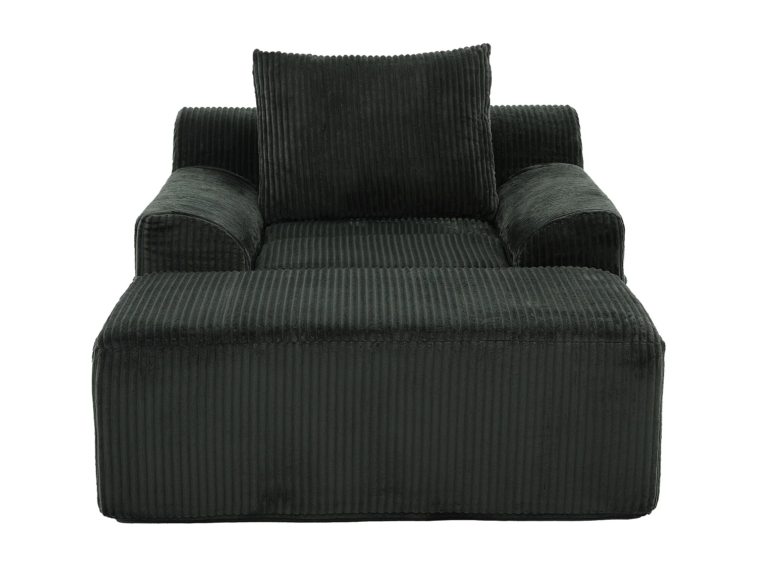 Fauteuil en tissu côtelé avec étrier, poches latérales et coussins - Vert émeraude