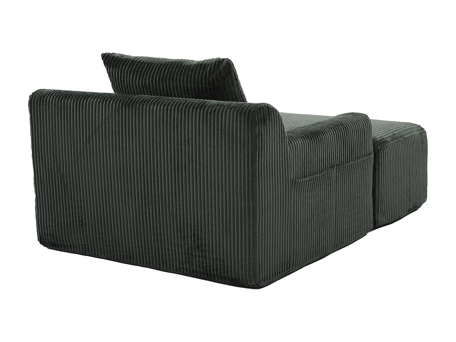 Fauteuil en tissu côtelé avec étrier, poches latérales et coussins - Vert émeraude