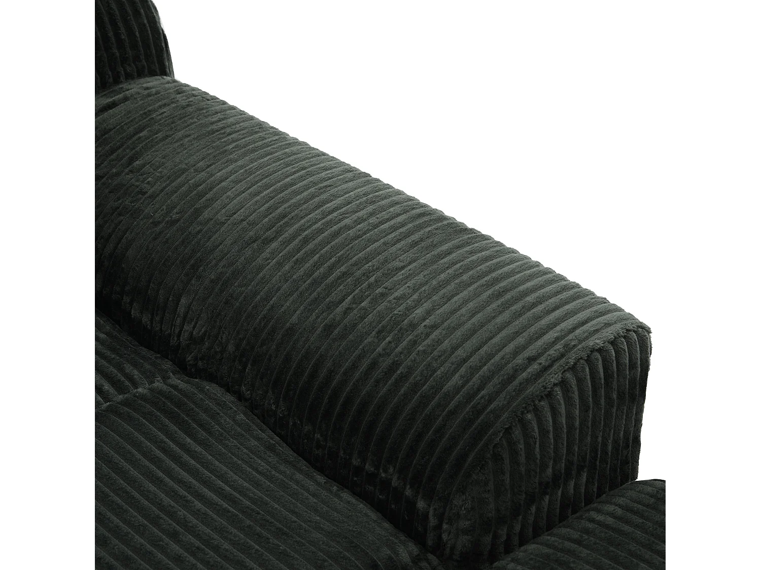 Fauteuil en tissu côtelé avec étrier, poches latérales et coussins - Vert émeraude