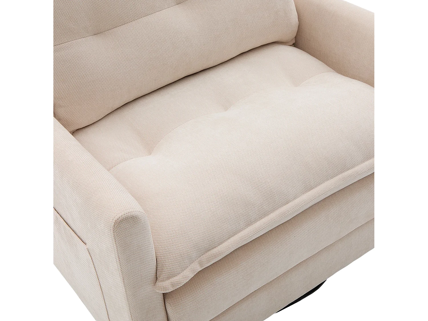 Fauteuil pivotant avec poche latérale - Tissu chenille - Beige