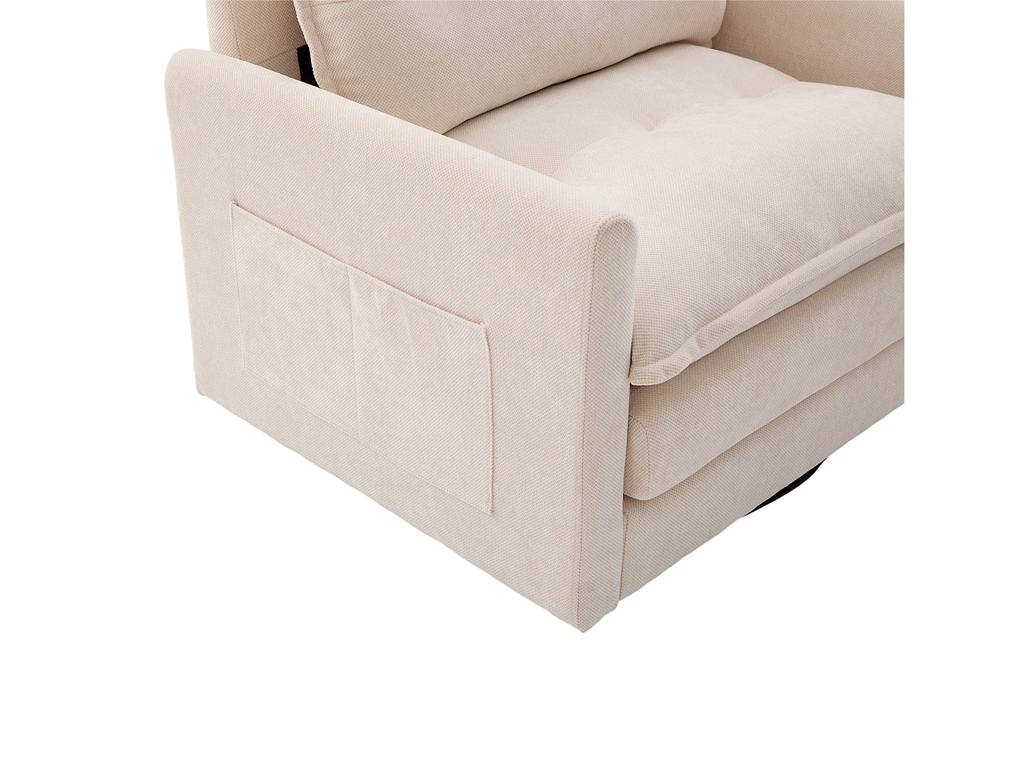 Fauteuil pivotant avec poche latérale - Tissu chenille - Beige