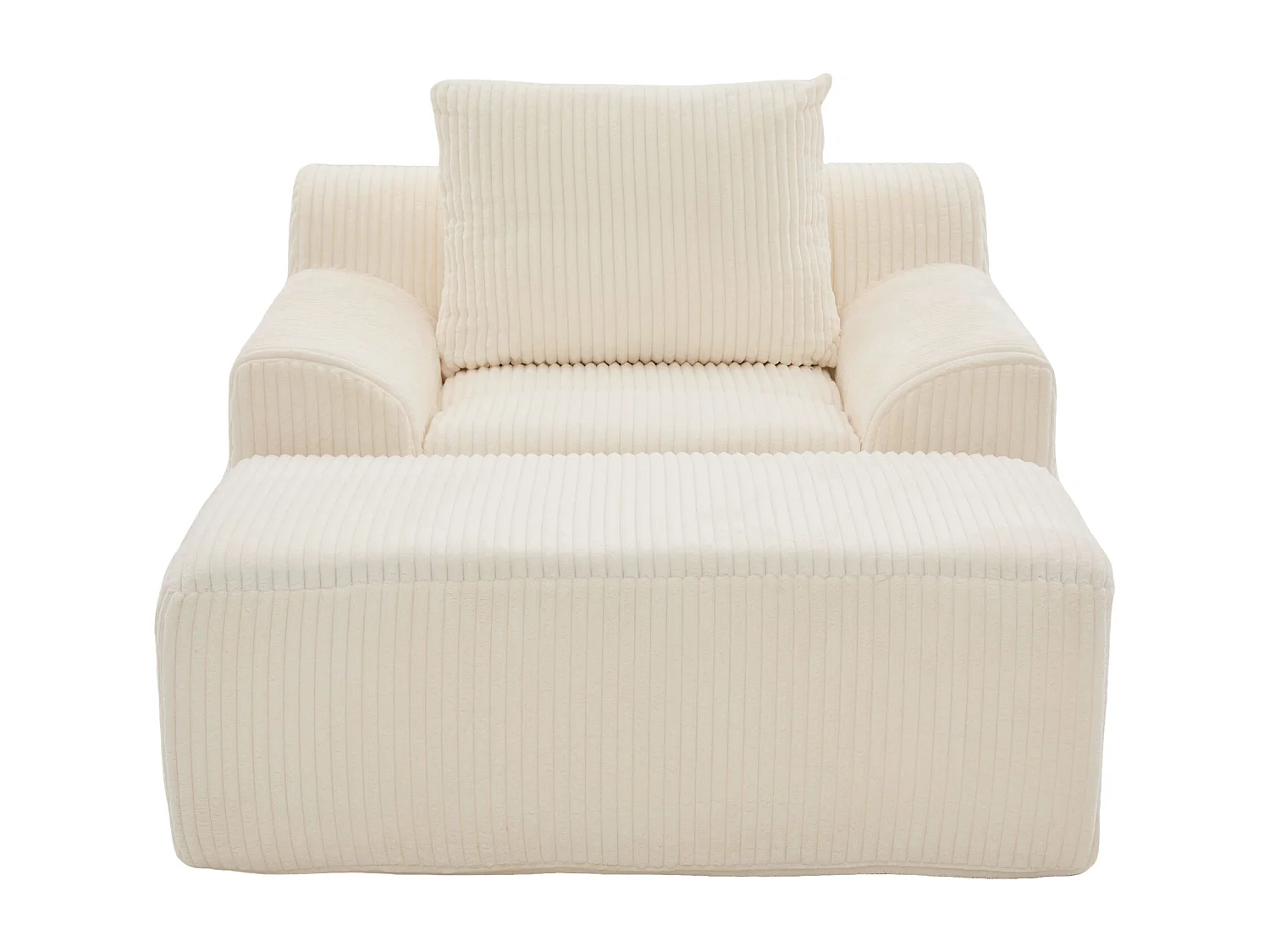 Fauteuil en tissu côtelé avec étrier, poches latérales et coussins - Beige