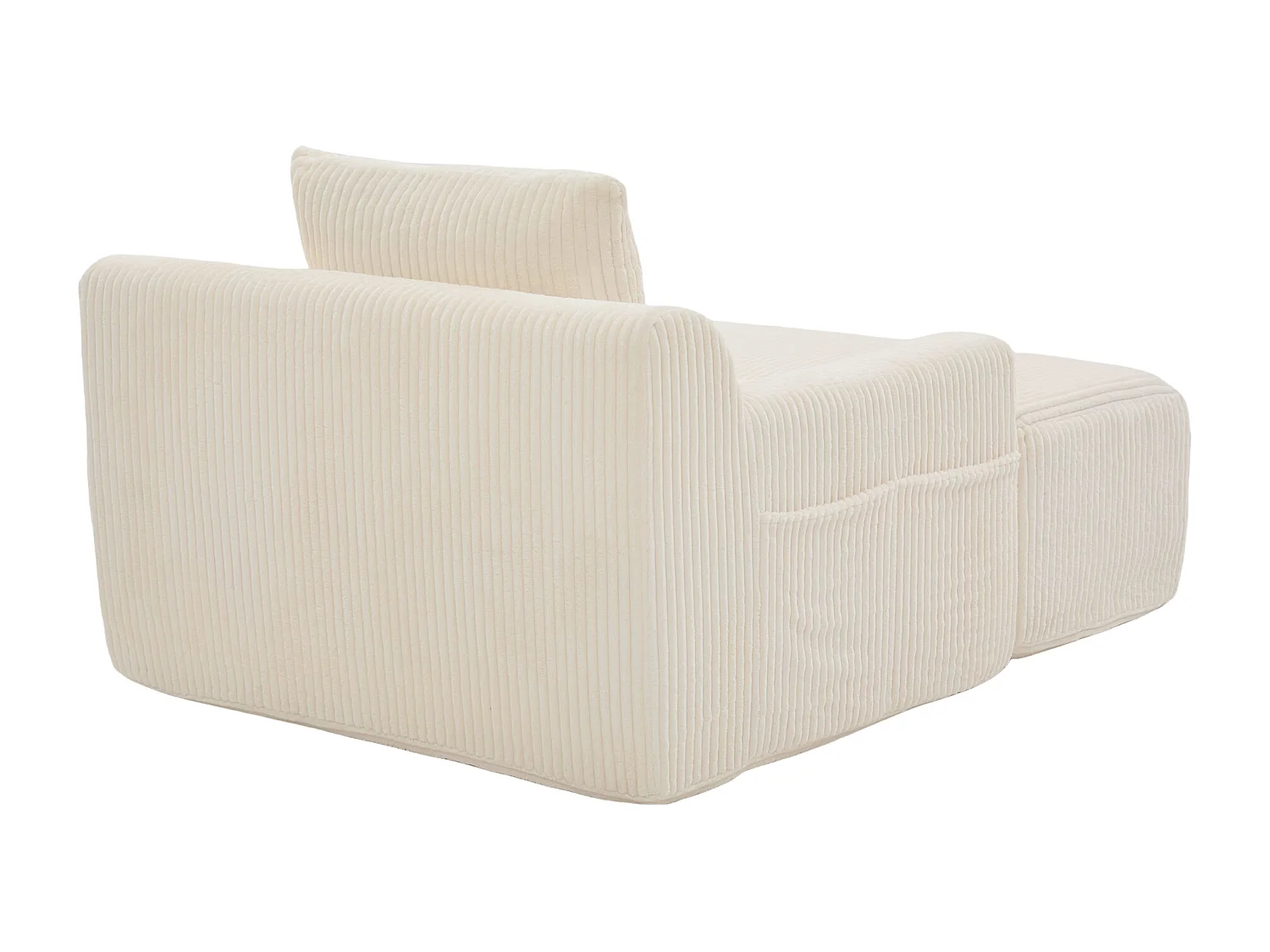 Fauteuil en tissu côtelé avec étrier, poches latérales et coussins - Beige