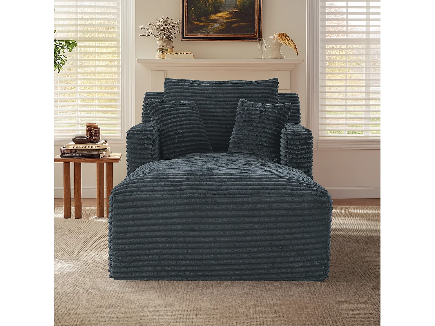 Fauteuil en velours côtelé - Canapé-lit gris foncé- Aucun assemblage requis