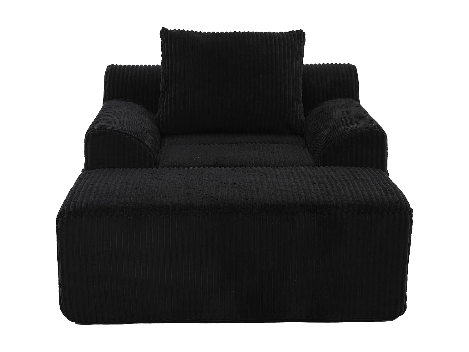 Fauteuil en tissu côtelé avec étrier, poches latérales et coussins - Noir