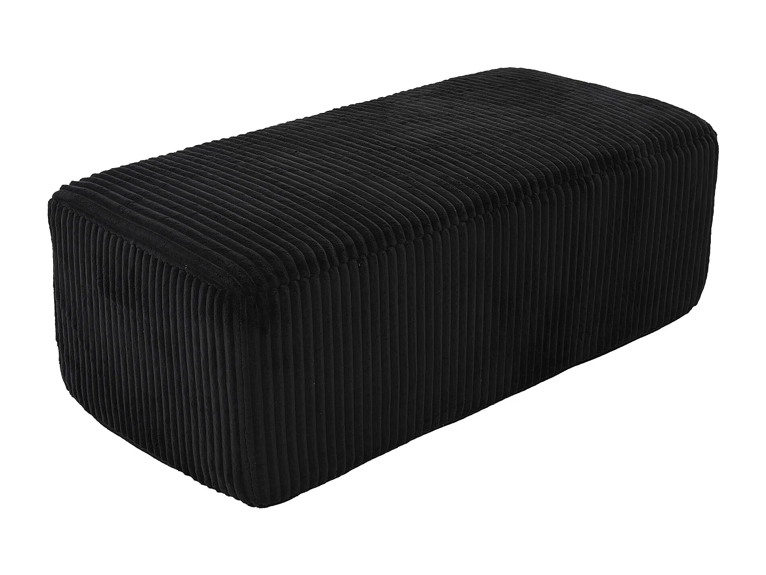 Fauteuil en tissu côtelé avec étrier, poches latérales et coussins - Noir