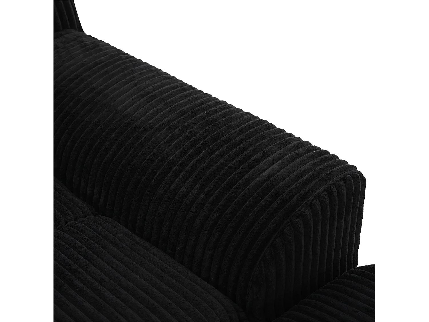 Fauteuil en tissu côtelé avec étrier, poches latérales et coussins - Noir