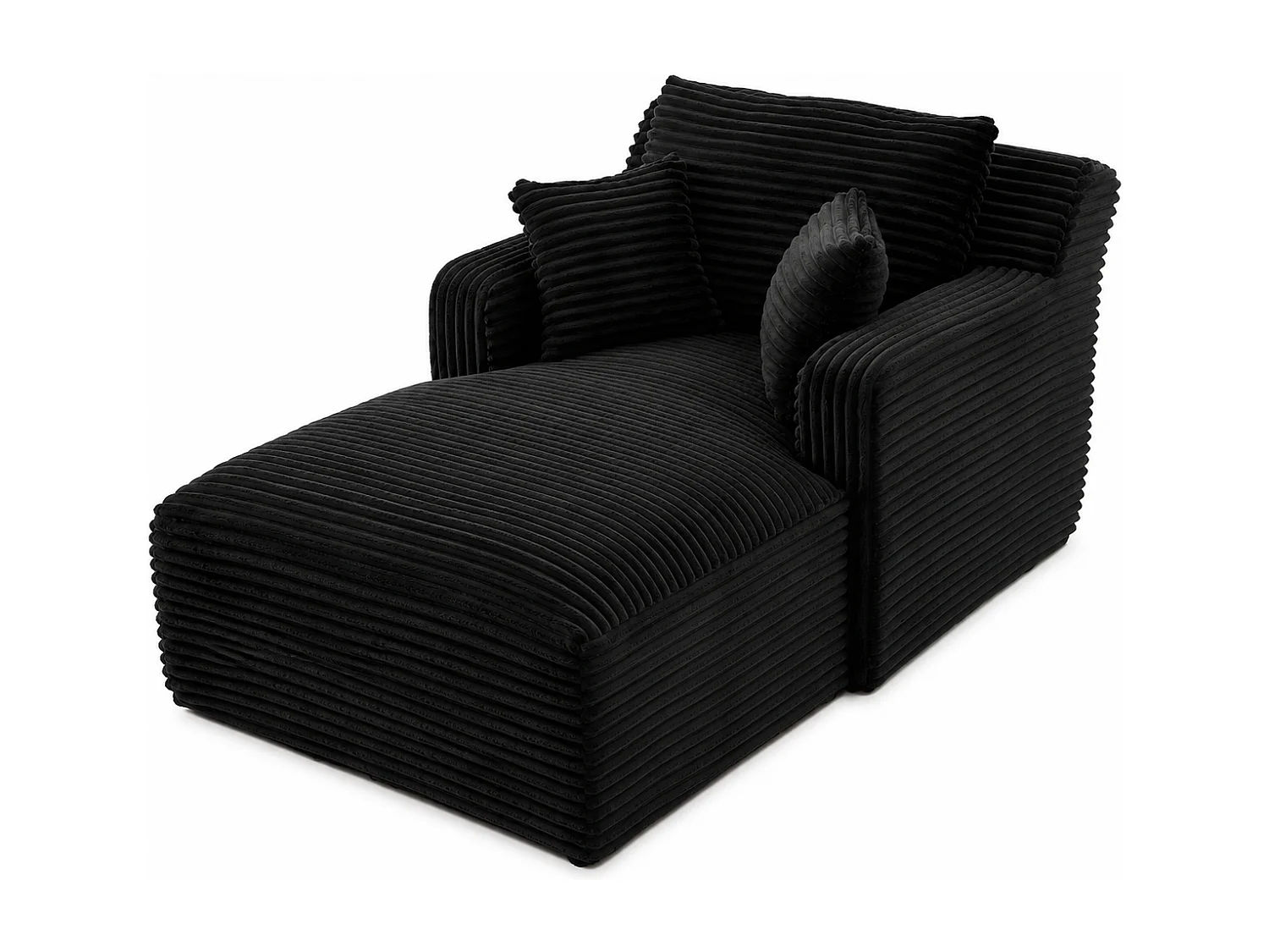 Fauteuil en velours côtelé - Canapé-lit noir- Aucun assemblage requis