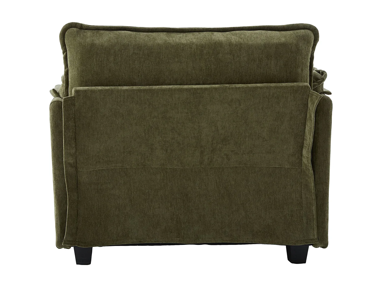 Fauteuil met opbergruimte voetenbank en kussen - Chenille stof - Olijfgroen