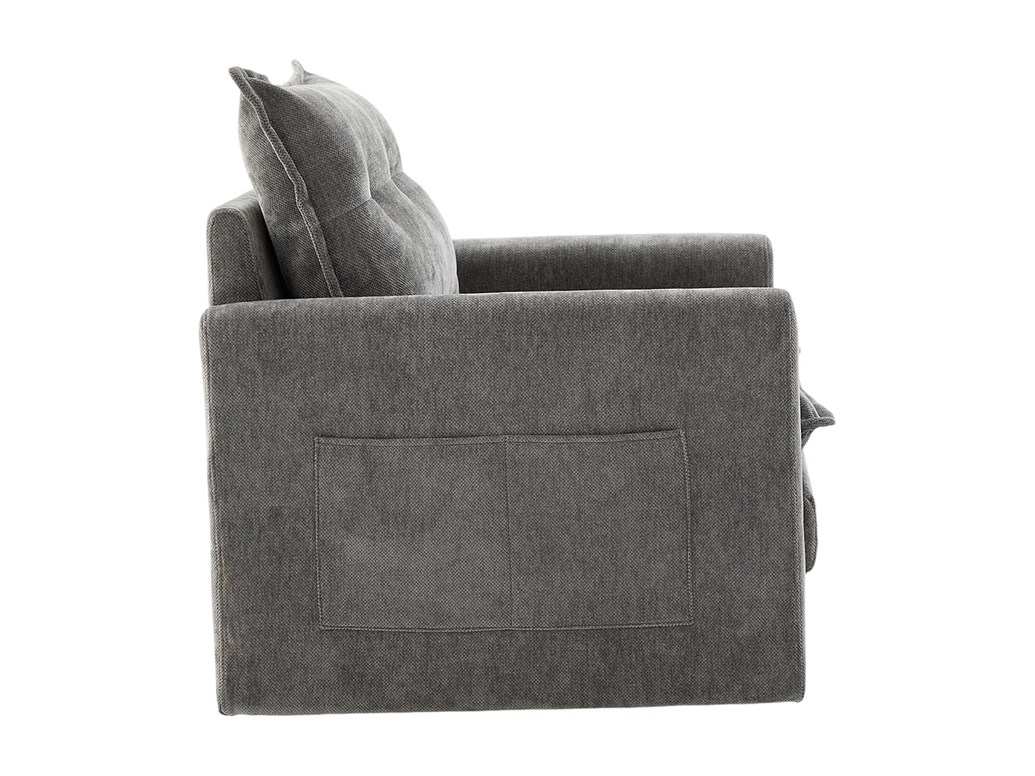 Fauteuil pivotant avec poche latérale - Tissu chenille - Gris