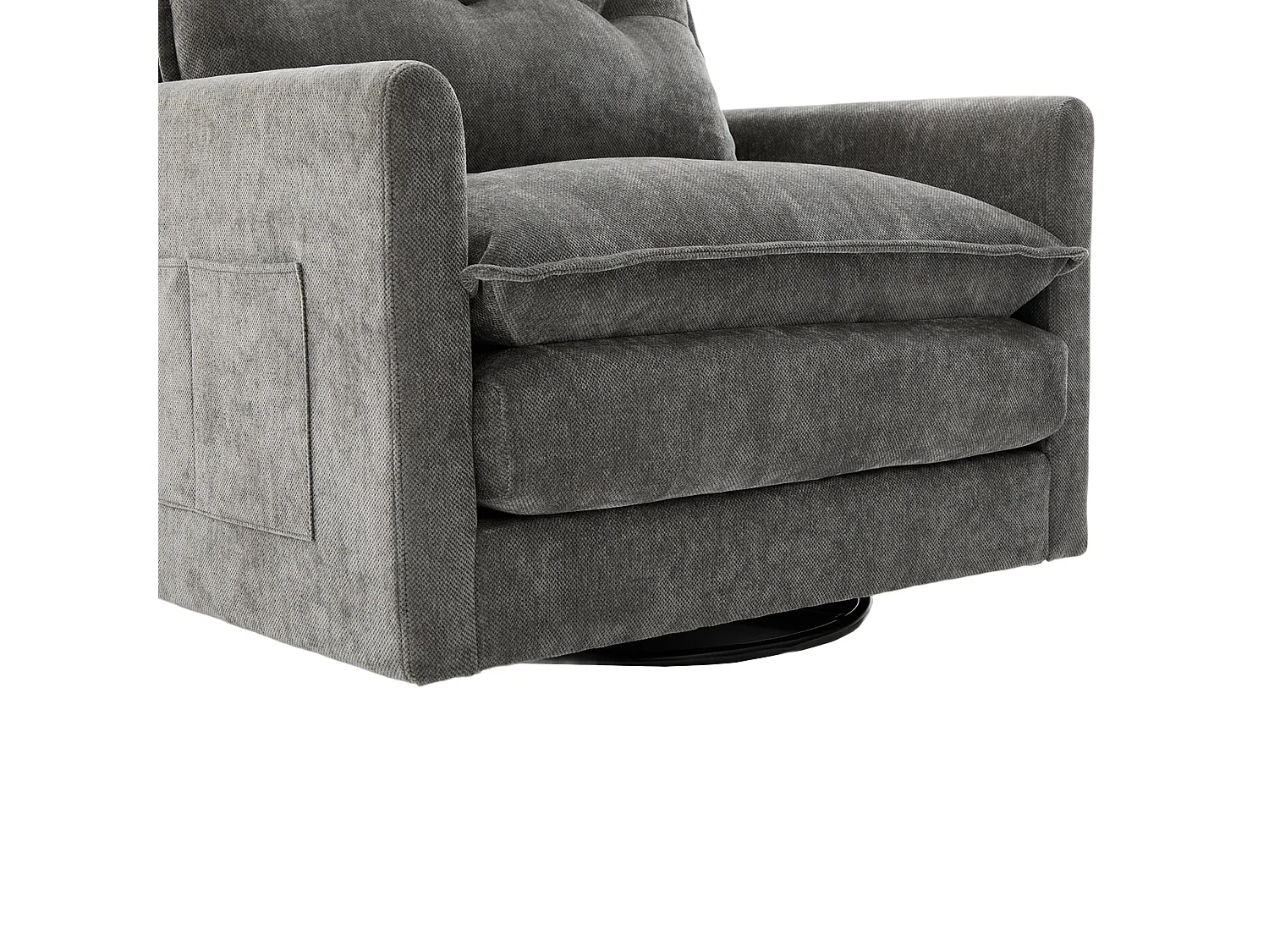 Fauteuil pivotant avec poche latérale - Tissu chenille - Gris