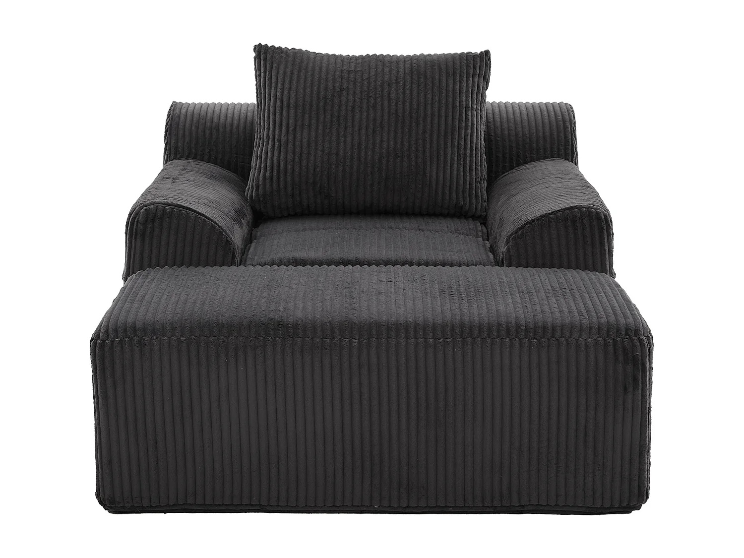 Fauteuil en tissu côtelé avec étrier, poches latérales et coussins - Gris foncé