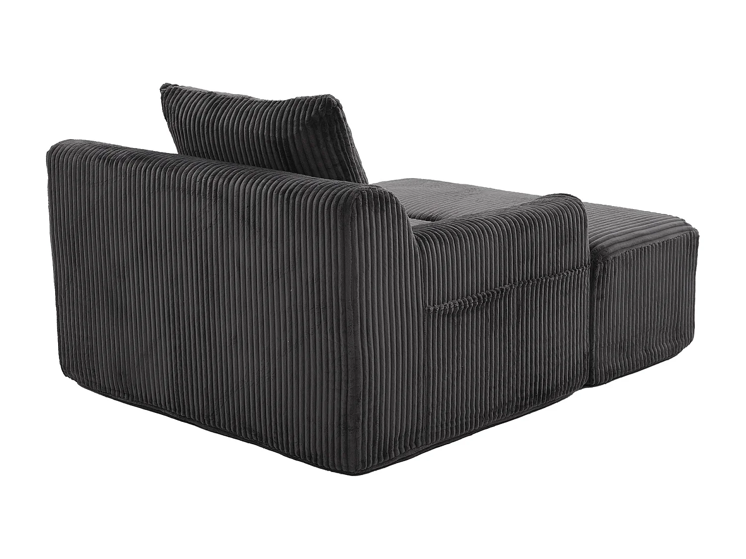 Fauteuil en tissu côtelé avec étrier, poches latérales et coussins - Gris foncé