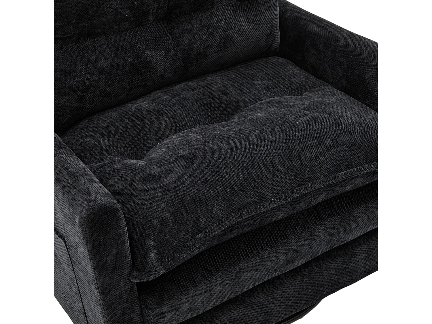 Fauteuil pivotant avec poche latérale - Tissu chenille - Noir