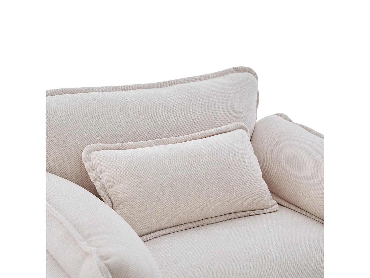 Fauteuil met opbergruimte voetenbank en kussen - Chenille stof - Beige