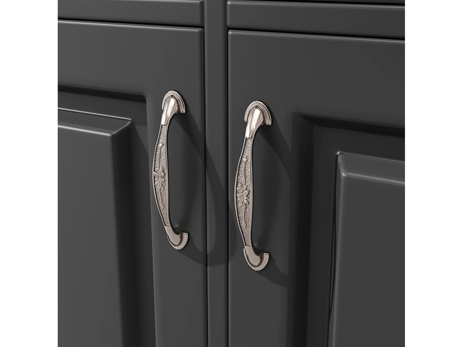 Aparador de cozinha com iluminação LED, 3 portas e 3 gavetas - Madeira MDF preta