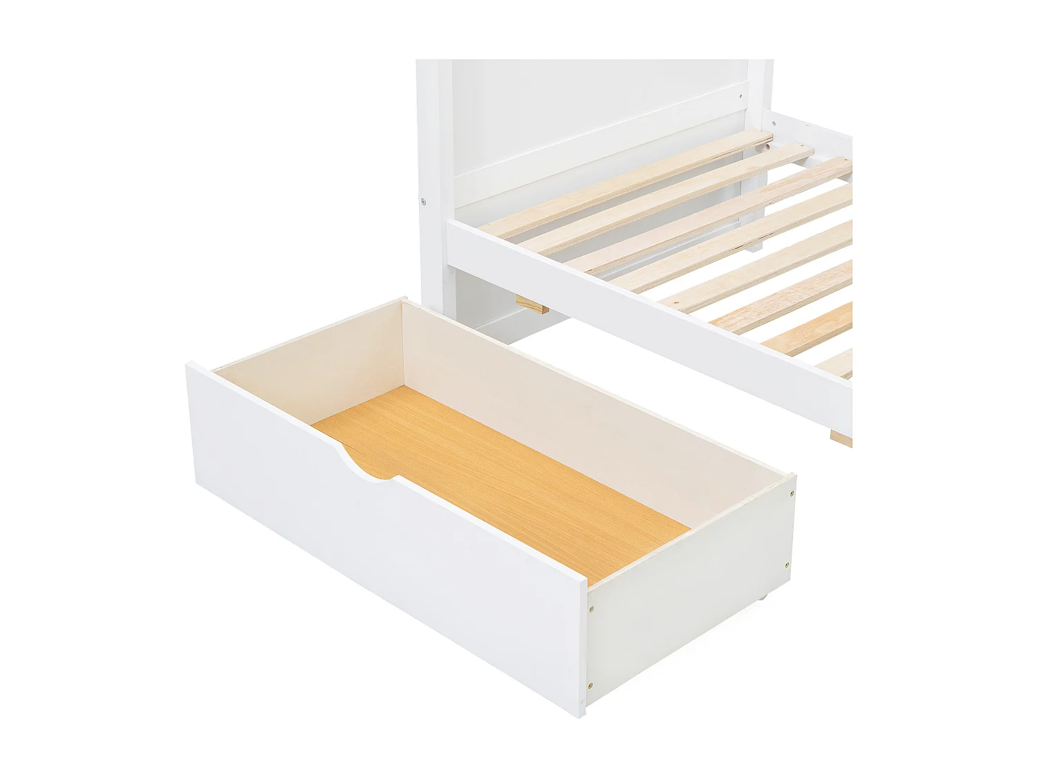 Lit superposé enfant 90x200cm avec 3 tiroirs, bureau et étagère- Bois en pin et MDF - Blanc