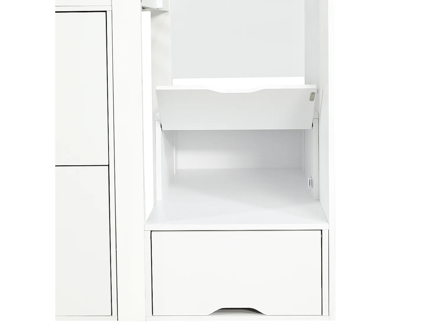 Lit mi hauteur 90x200 cm avec 2 tiroirs , armoire et secalier de rangement - Bois pin et MDF- Blanc