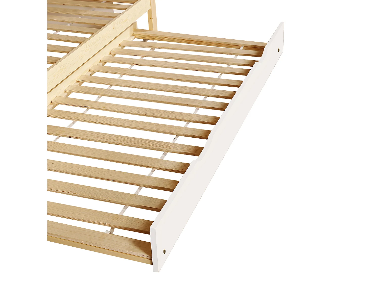 Stapelbedden 90x200cm en 120x200cm met uitschuifbed 90x190cm - Kledingkast en opbergruimte - Wit + Naturel