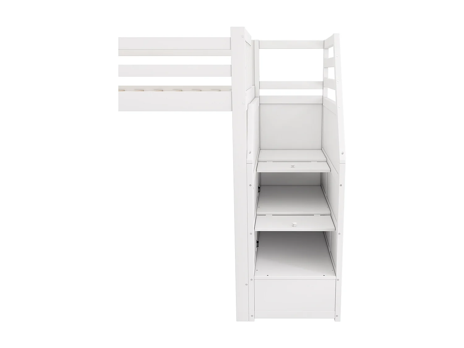 Letto a soppalco per bambini 90x200cm con scivolo e scaletta contenitore - Bianco (materasso non incluso)