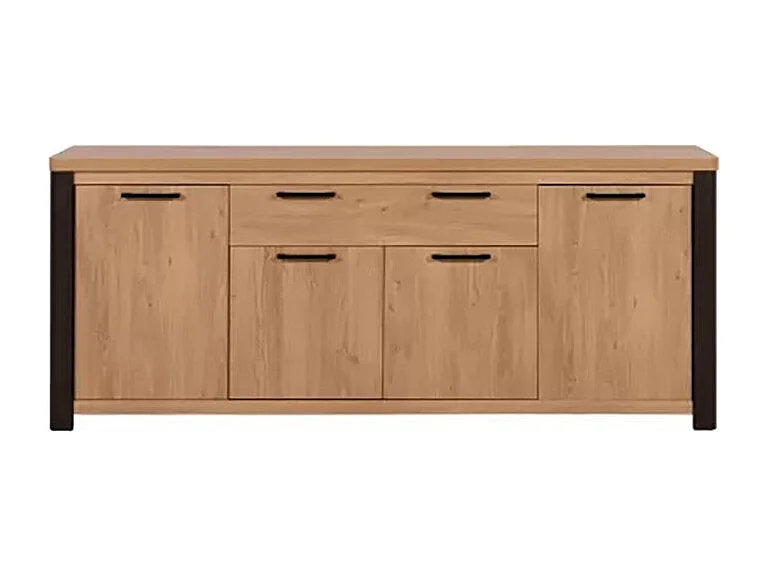 Buffet 4 portes 1 tiroir arrondis naturel/noir