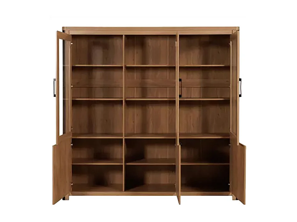 Vitrine 3+3 portes arrondis noir/naturel