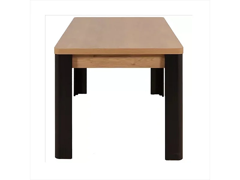 Table à manger 190 x 90 cm arrondis noir/naturel