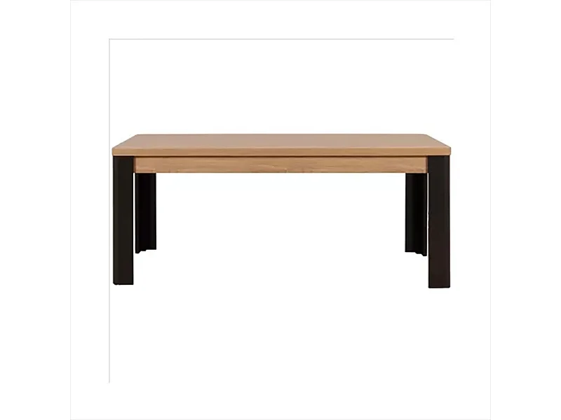 Table à manger 190 x 90 cm arrondis noir/naturel