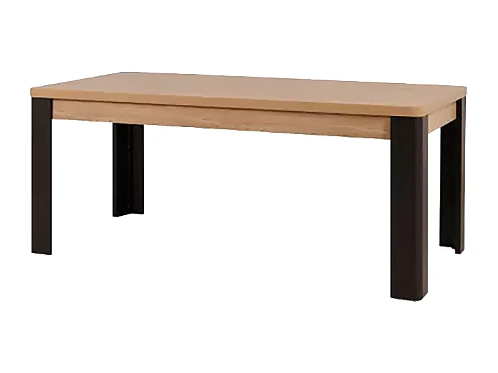 Table à manger 190 x 90 cm arrondis noir/naturel