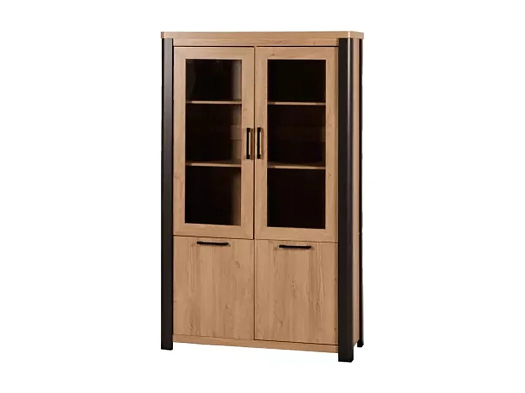 Vitrine 2+2 portes arrondis noir/naturel