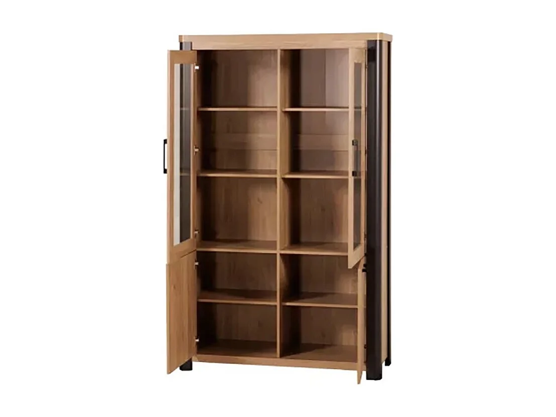 Vitrine 2+2 portes arrondis noir/naturel