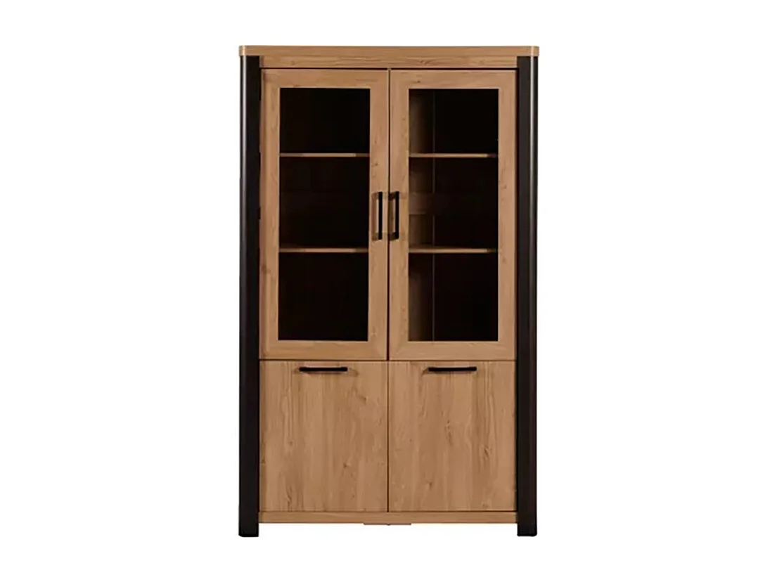 Vitrine 2+2 portes arrondis noir/naturel