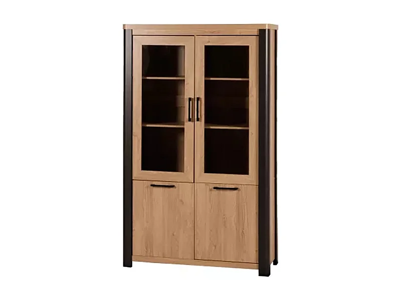 Vitrine 2+2 portes arrondis noir/naturel