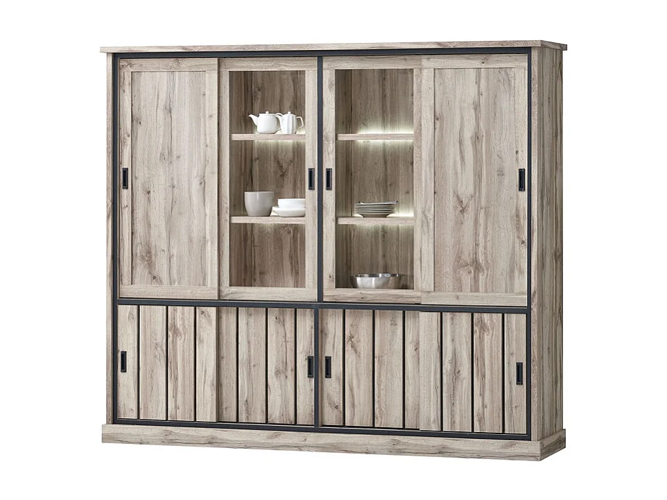 Vaisselier grand modèle Lena 6+2 portes LED