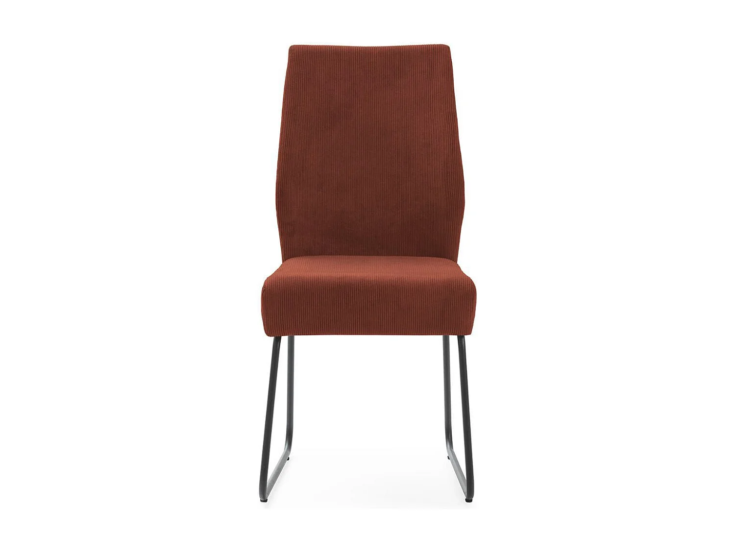 Lot de 4 chaises en velours côtelé et pieds en métal laqué coloris tuile - ALIAN