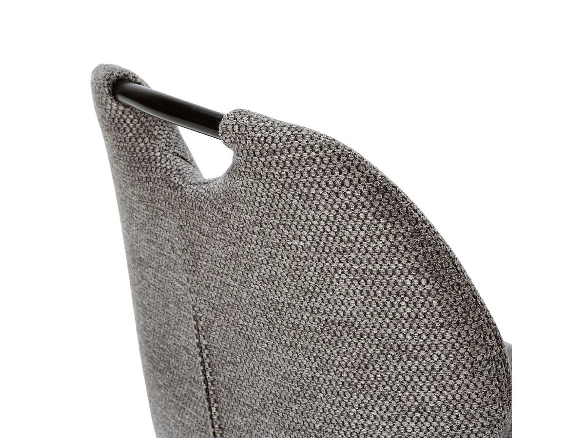 Lot de 2 chaises en tissu polyester maillé gris avec poignée et pieds en métal laqué noir - MILDA