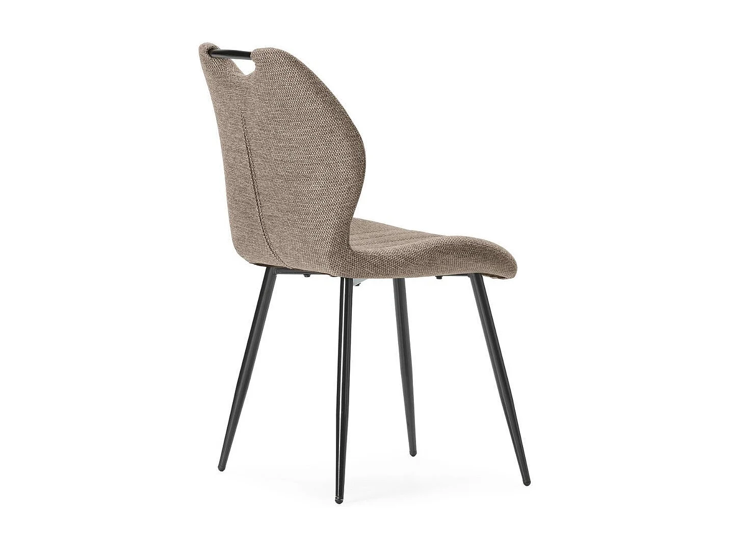 Lot de 6 chaises en tissu polyester maillé brun avec poignée et pieds en métal laqué noir - MILDA