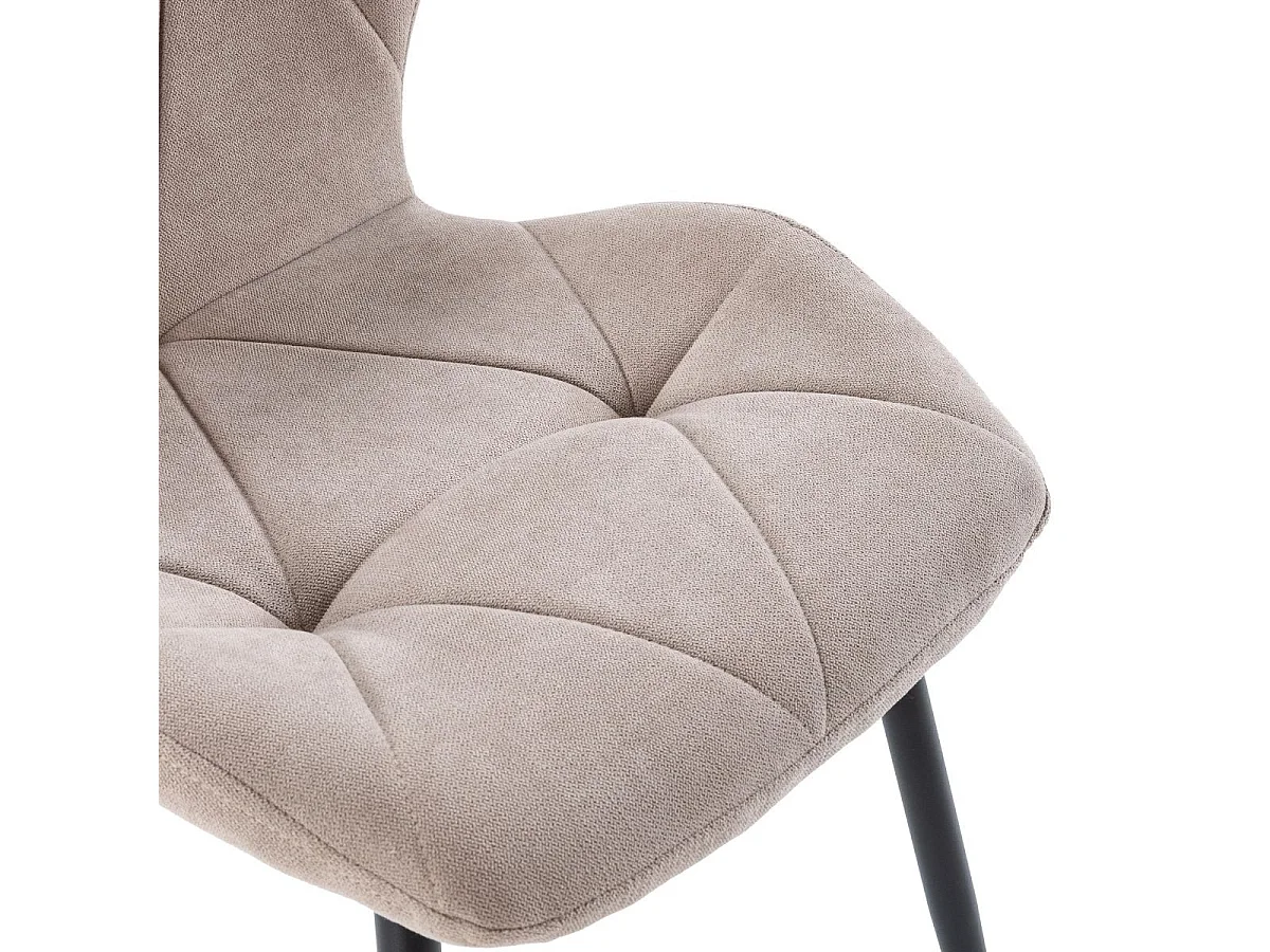 Lot de 6 chaises en tissu polyester doux taupe et pieds en métal laqué noir - LUCIANA