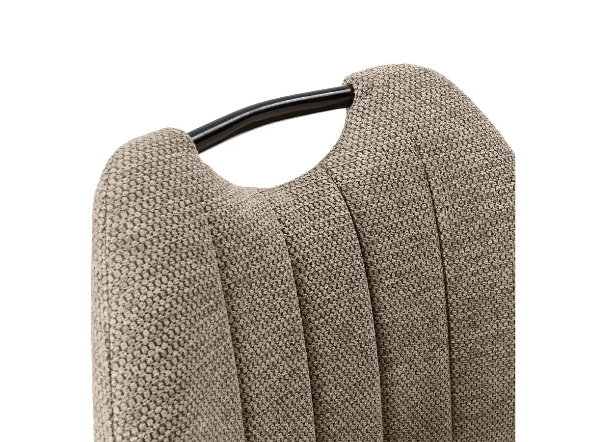 Lot de 2 chaises en tissu polyester maillé brun avec poignée et pieds en métal laqué noir - MILDA