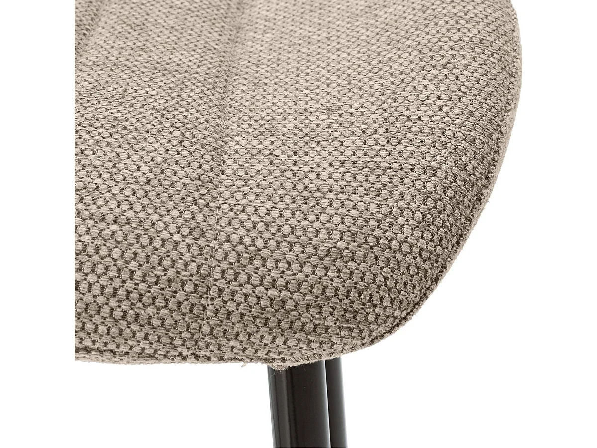 Lot de 2 chaises en tissu polyester maillé brun avec poignée et pieds en métal laqué noir - MILDA