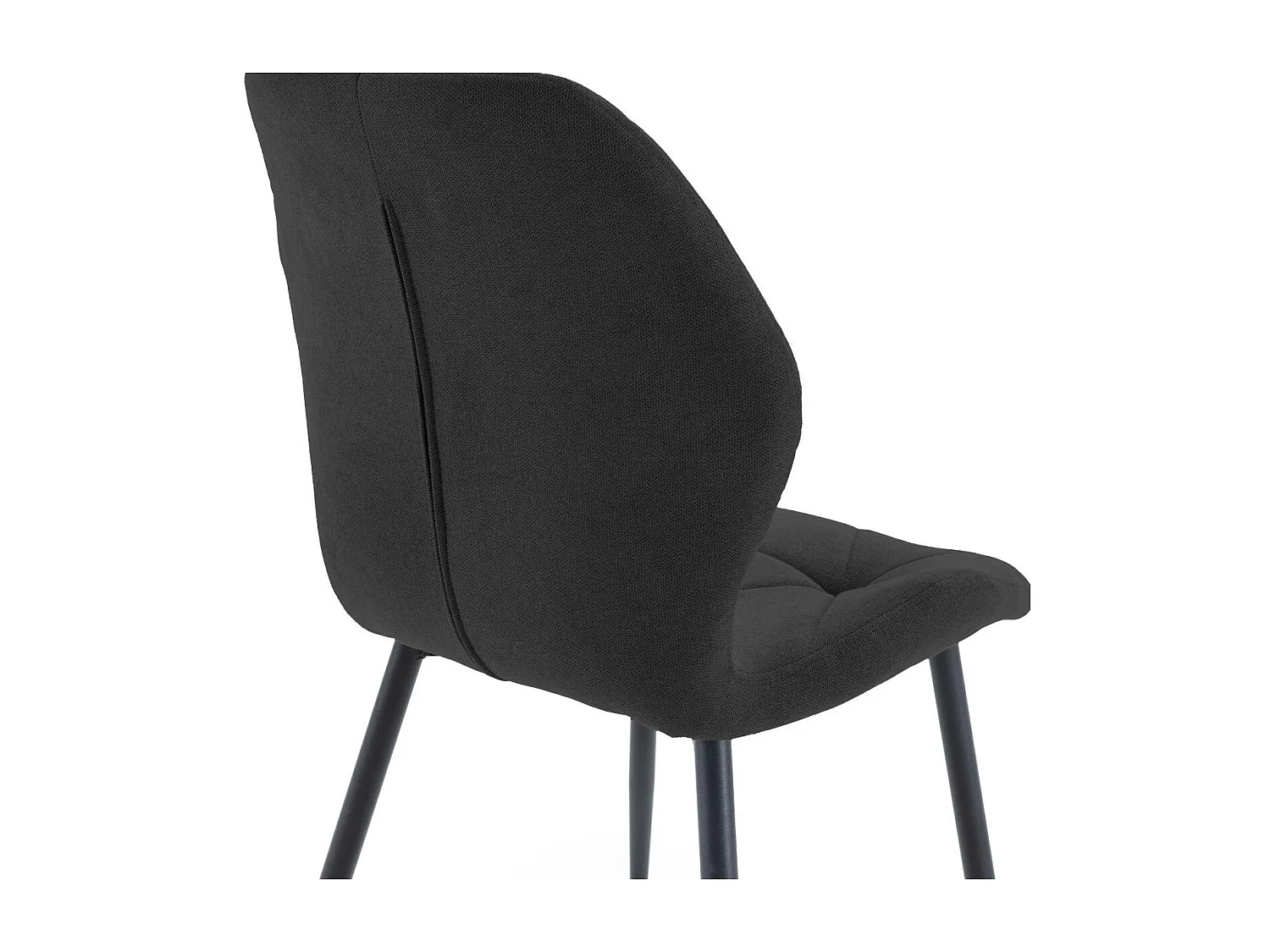 Lot de 4 chaises en tissu polyester doux noir et pieds en métal laqué noir - LUCIANA