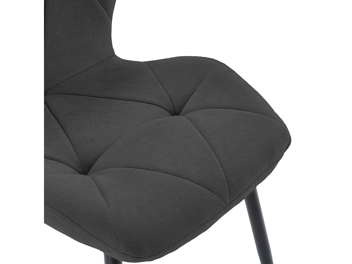 Lot de 4 chaises en tissu polyester doux noir et pieds en métal laqué noir - LUCIANA