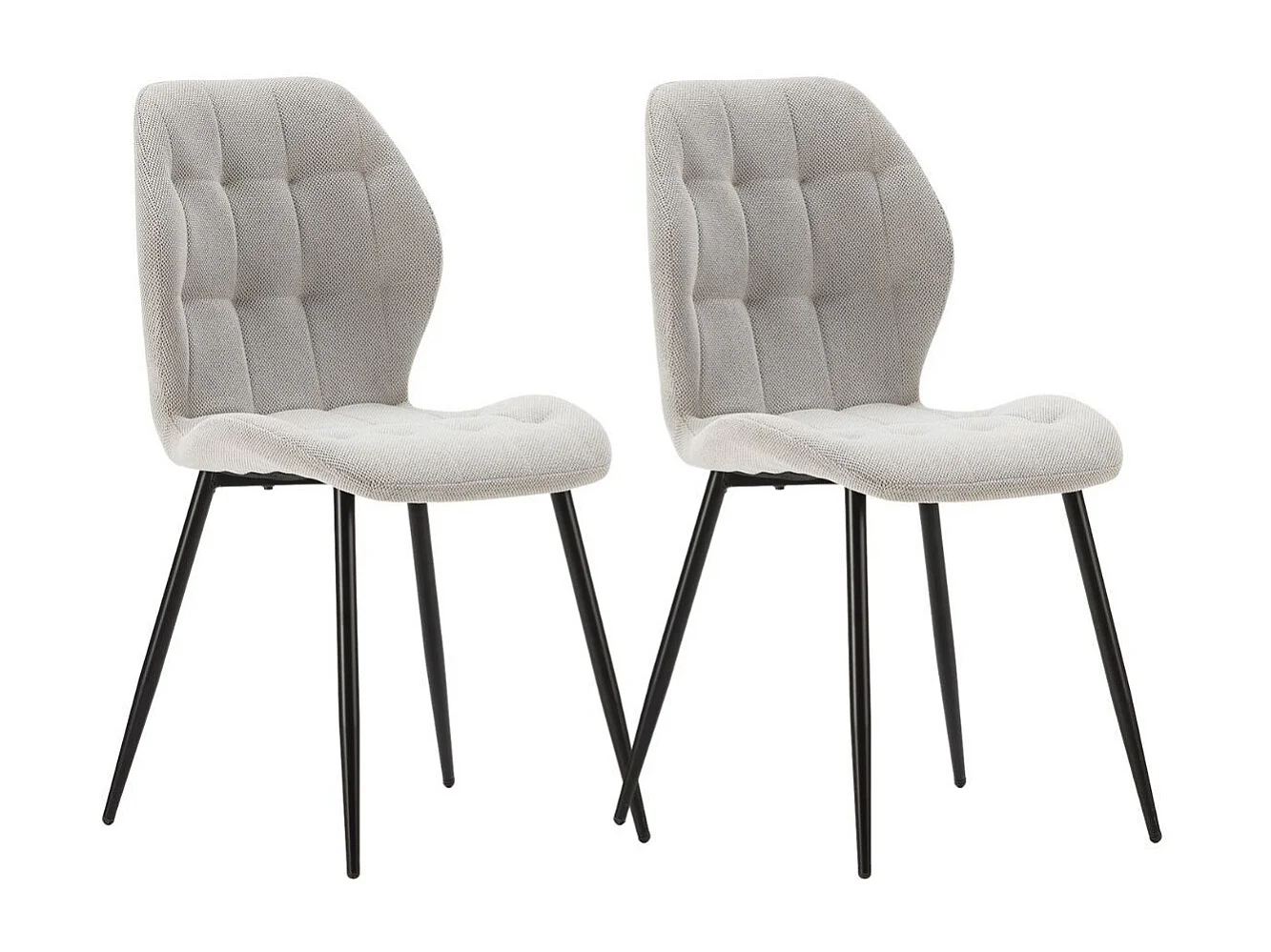 Lot de 2 chaises en tissu polyester maillé gris clair et pieds en métal laqué noir - NALCY